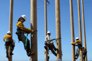 students at Electric Lineworker Training Facility